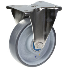 160mm stainless steel fixed castor with grey electrically conductive thermoplast