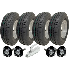 145R10 Twin Axle Trailer Kit High Speed Road Legal Wheels Hub & Stub Axles Hitch