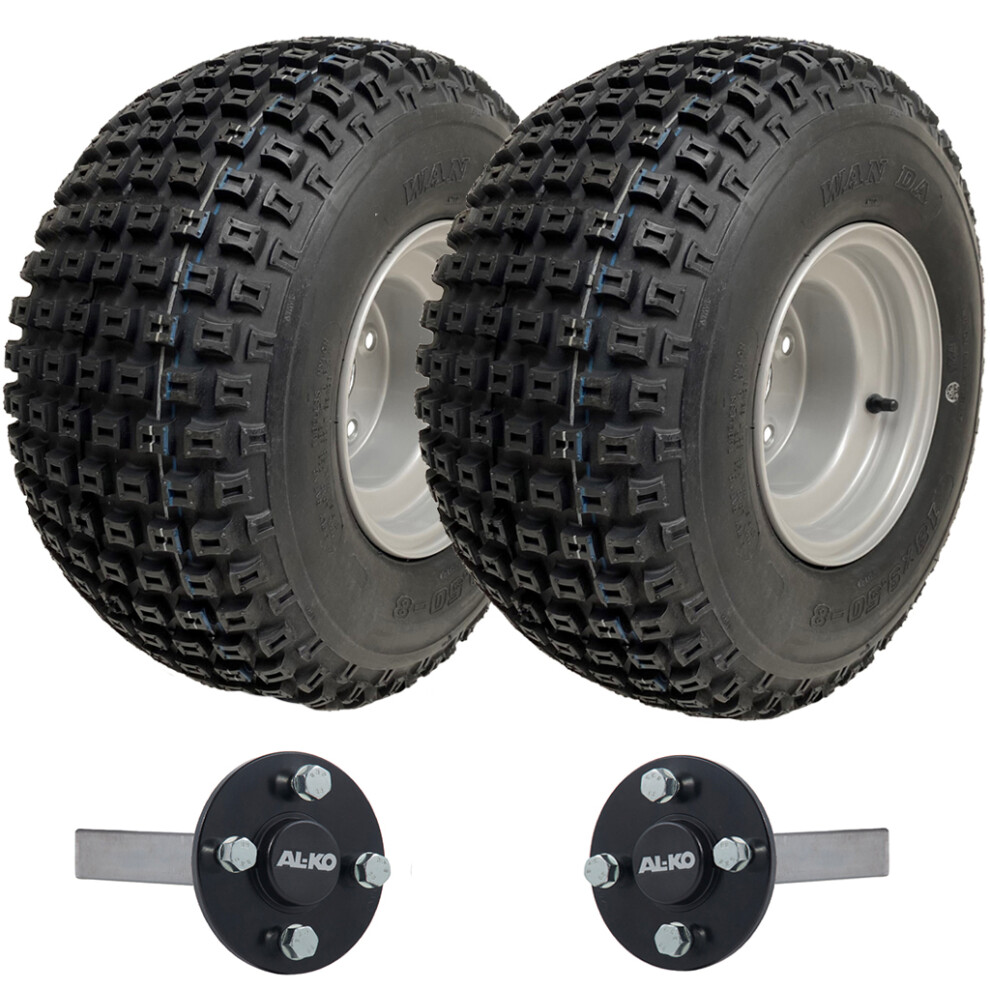 Parnells 18X9.50-8 Atv Quad Trailer Kit Knobby Wheels Hub & Stub Axles 204Kgs Capacity