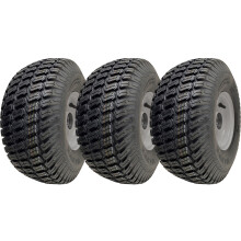 15x6.00-6 Gras-Rasenmäher-Räder 65mm Nabe, Reifen auf Felge 20mm Lager (3er Set)