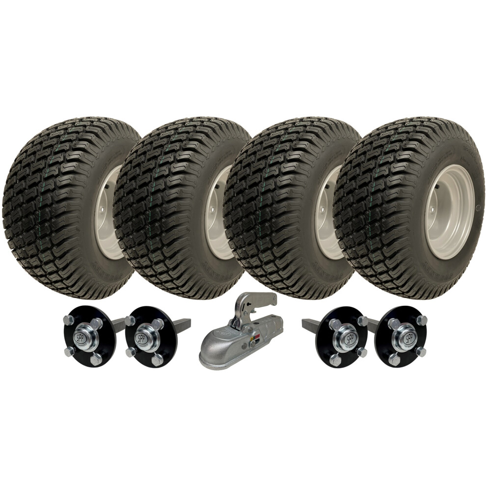 Parnells 18X8.50-8 Twin Axle Atv Grass Trailer Kit Wheels Hub & Stub Axles + Hitch 1500Kg