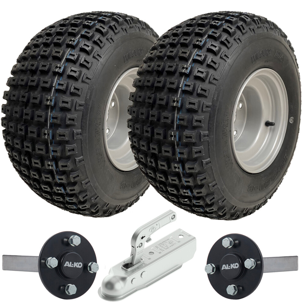 18x9.50-8 ATV Quad Trailer Kit Knobby Wheels ALKO Hub & Stub Axles Hitch 204kgs-image-OPC-PFWYM9T-NEW