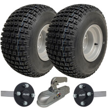 Kit remorque ATV 18x9.50-8 - jantes acier, pneus knobby, moyeux AL-KO et attelage en fonte (204 kg)