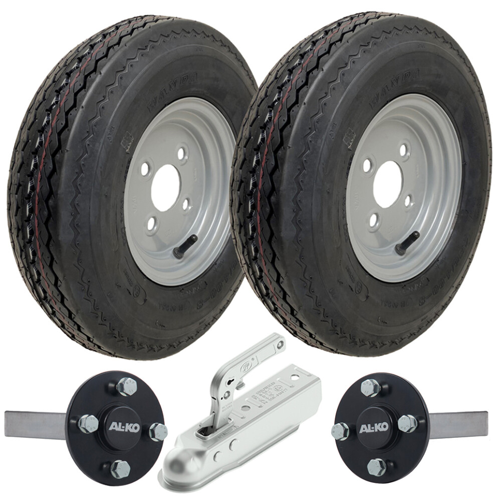 Parnells 4.80/4.00-8 Trailer Kit High Speed Road Legal 6-Ply Wheels, Axles & Hitch 690Kgs