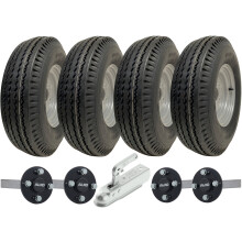5.00-10 High Speed Twin Axle Trailer Kit Road Legal Ruedas, Ejes y Enganche 750kgs