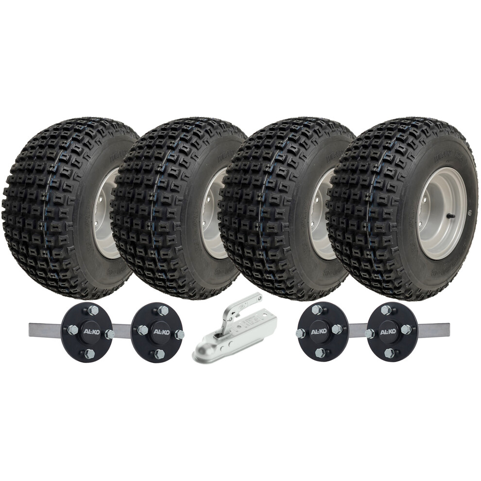 Parnells 18X9.50-8 Twin Axle Atv Knobby Quad Trailer Kit Wheels, Alko Axles & Hitch 408Kg