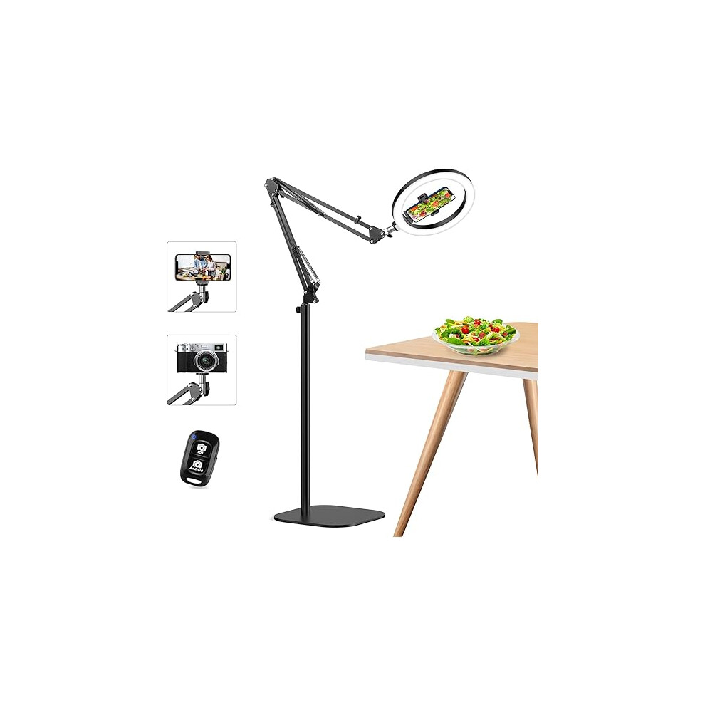 10" Ring With Tripod Stand & Phone Holder, Flexible Overhead Mount Light 009876545325