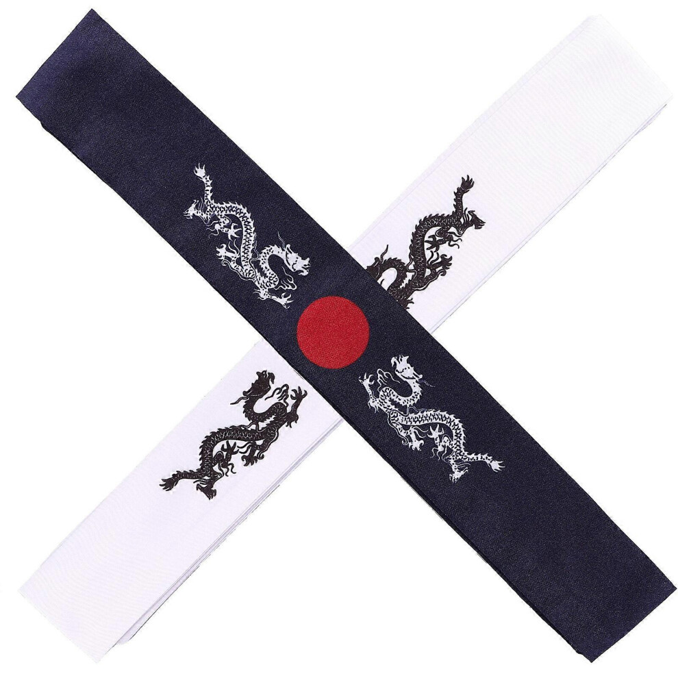 Kricely (As Show, One Size) 2Pcs Japanese Headbands Decorative Karate Headbands Breathable Chef Headband