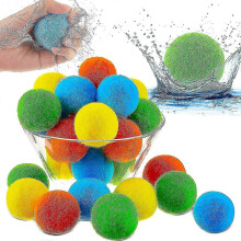 (Blue, One size) 10pcs Reusable Water Bouncing Balls Absorbent Cotton Soaker Outdoor Pool Beach Partys Kids Birthday Gift