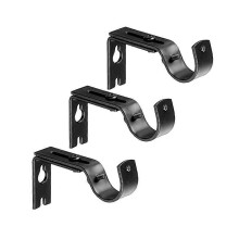 (As show, One size) Adjustable Curtain Rod Support Bracket, Satin Nickel, Pack of 3.Black