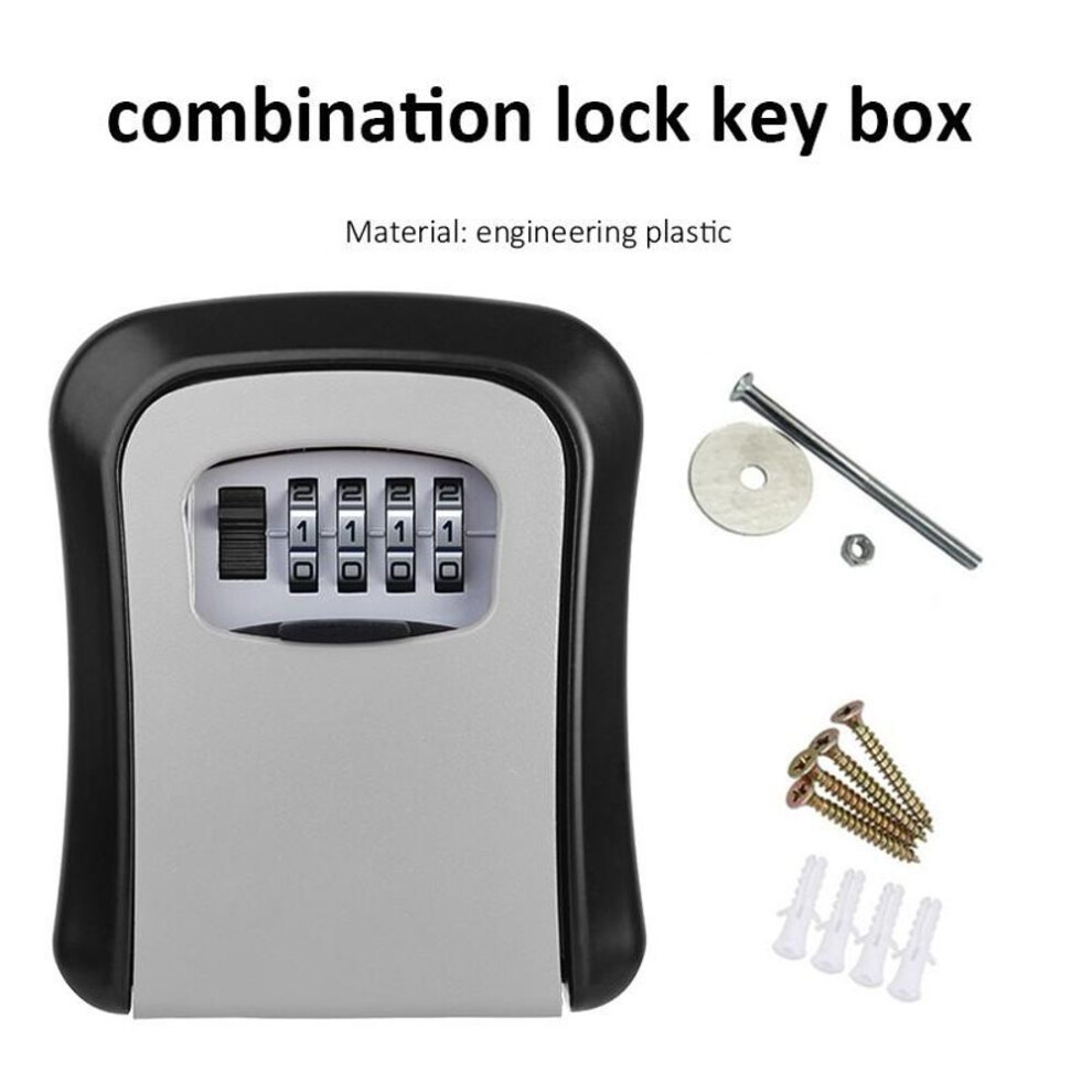 (gray) Wall Mounted Smart Password Safe Plastic Key Storage Lock Box Weatherproof 4-bit Combination Key Security Storage Password Lock Box