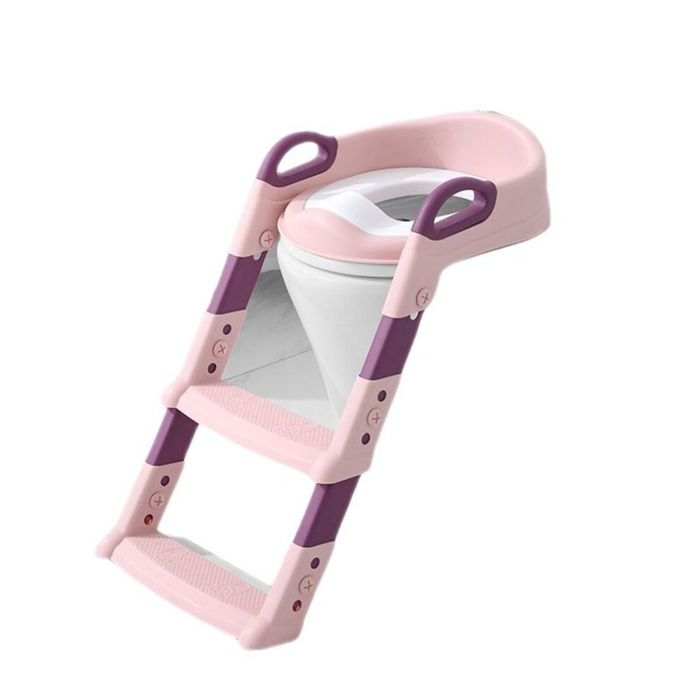 (pink) Children&apos;s Toilet Seat With Stairs Toilet Training Foldable And Portable Step Stool For Children Or U-v-o-shaped Toilets Potty Trainer Non-slip S