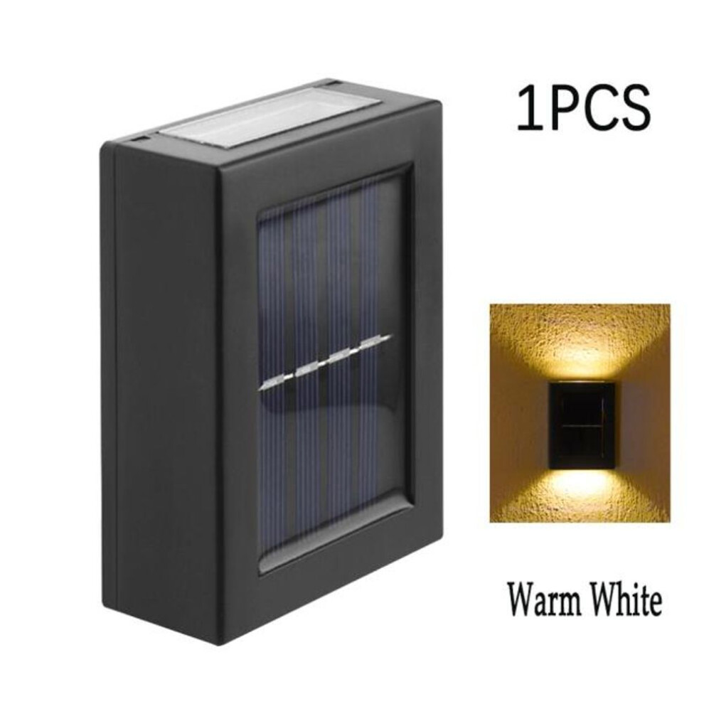 (warm white, 1 PCS) Solar Wall Lamp Outdoor Waterproof Up and Down Luminous Lighting Garden Decoration Solar Lights Stairs Fence Sunlight Lamp
