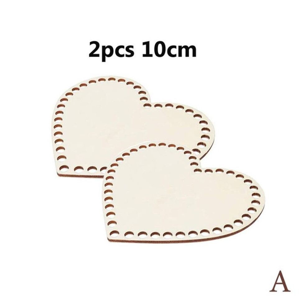 (10cm*4mm) 2Pcs Natural Wooden Basket Bottom Heart Shape Crochet Basket Wood Base