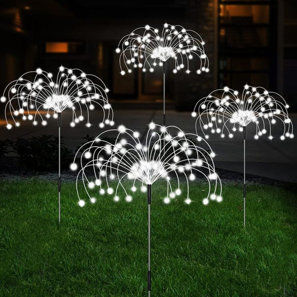 (white, 2Pcs) 4PC Eight functions Solar LED Fireworks Fairy Lamp Outdoor Waterproof Garden Decoration Lawn Channel Solar Lamp