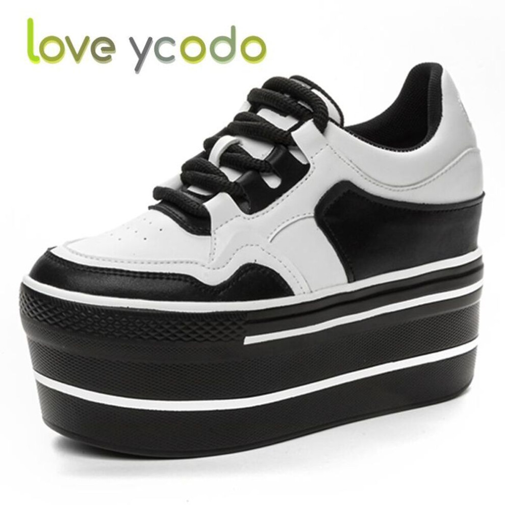 (black, 33) Love Ycodo Women&apos;s Fashion Casual Leather Shoes Super Thick Sole Waterproof Table Simple Comfortable Spring Summer Autumn Girl Fashion Casual Sho