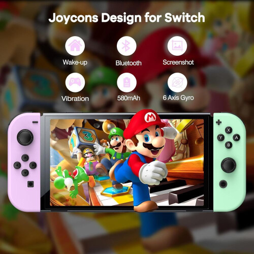 (purple,green) Controller for Nintendo Switch, Switch Wireless Controller Replacement for Switch/Lite/OLED, with Wake-up/Screenshot/Dual Vibration/Motion 1