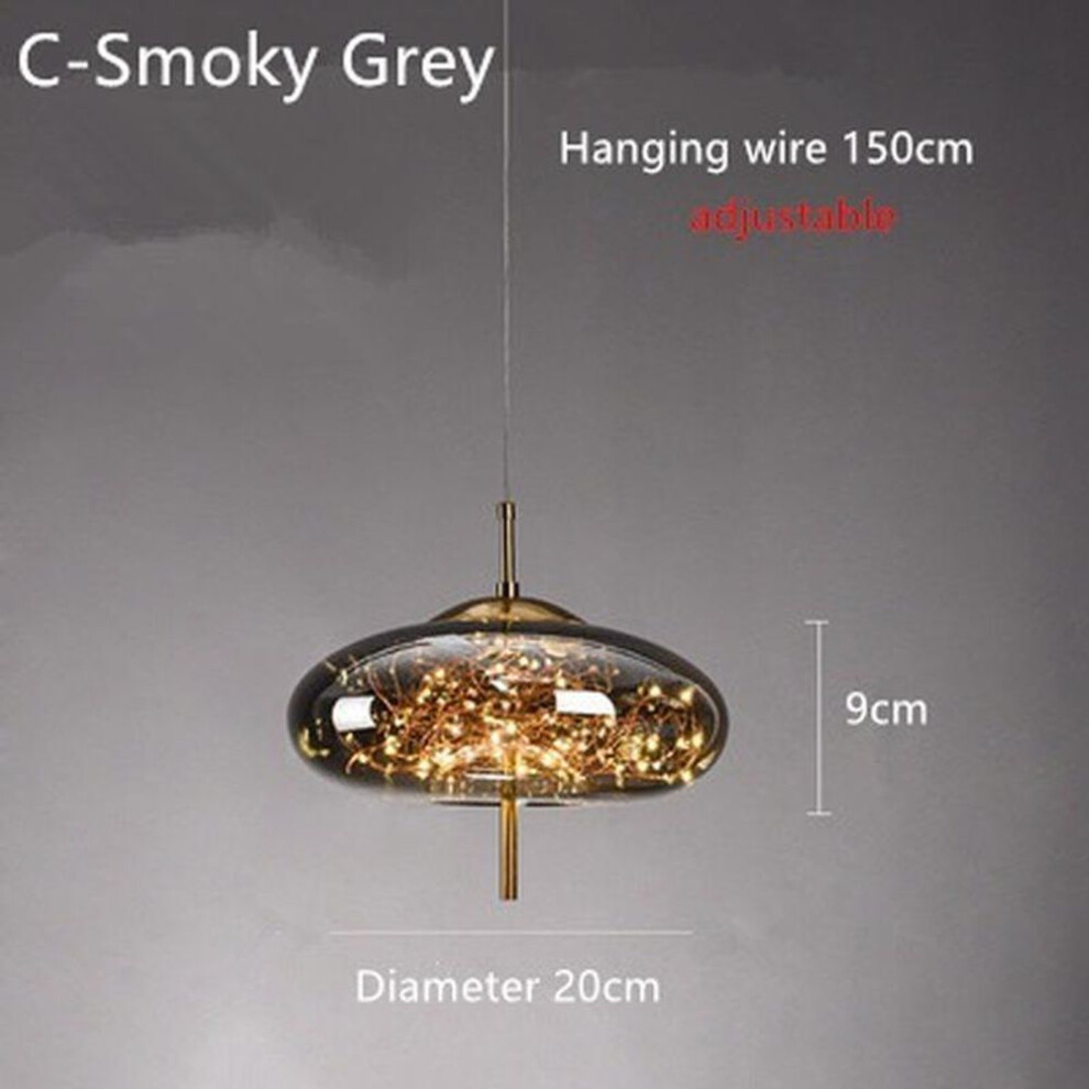 (grey, C-semicircle) Nordic Net Red Bedside Chandelier Girl Light Luxury Long Line Personality Art Full Glass Small Chandelier