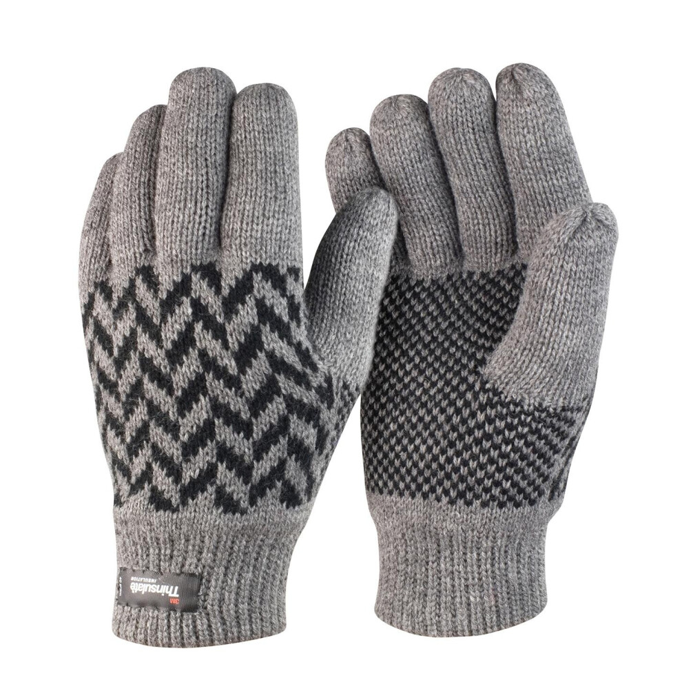 (S-M, Grey/Black) Result Winter Essentials Unisex Adult Thinsulate Patterned Winter Gloves