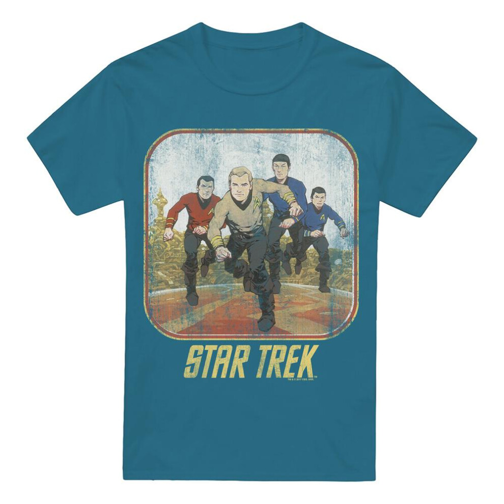 (S, Slate) Star Trek Mens Original Running Cartoon T-Shirt