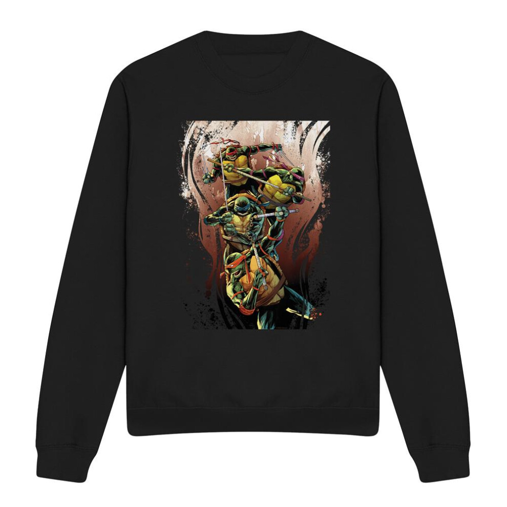(S, Black) Teenage Mutant Ninja Turtles Unisex Adult Earthy Rainbow Warriors Sweatshirt