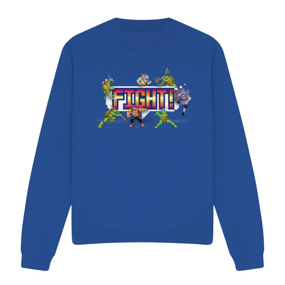 (S, Royal Blue) Teenage Mutant Ninja Turtles Unisex Adult Arcade Fight Sweatshirt