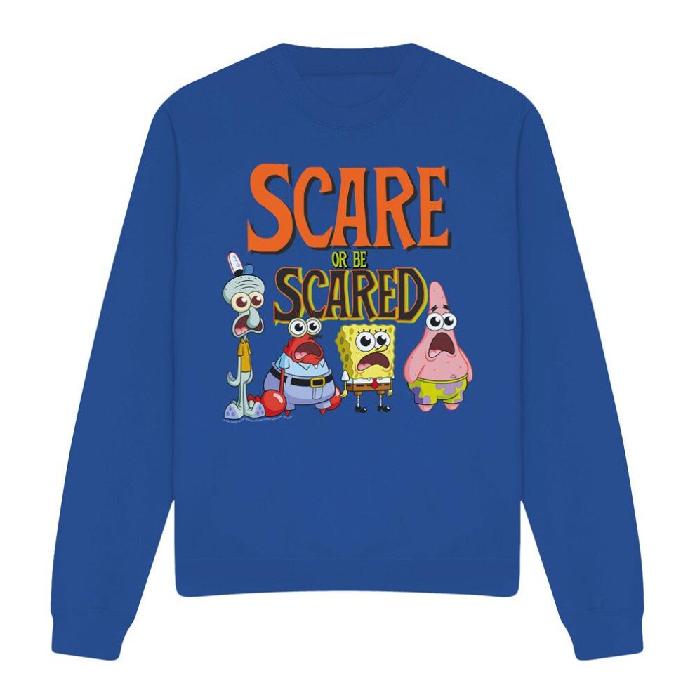 (XL, Royal Blue) SpongeBob SquarePants Unisex Adult Scare Or Be Scared Sweatshirt-image-OPC-PG8TR22-NEW