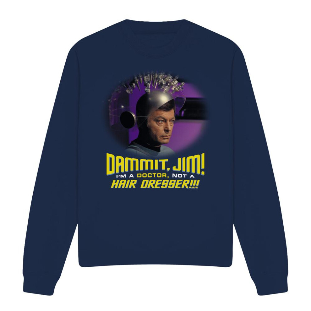 (XXL, Navy) Star Trek Unisex Adult Not a Hair Dresser Sweatshirt