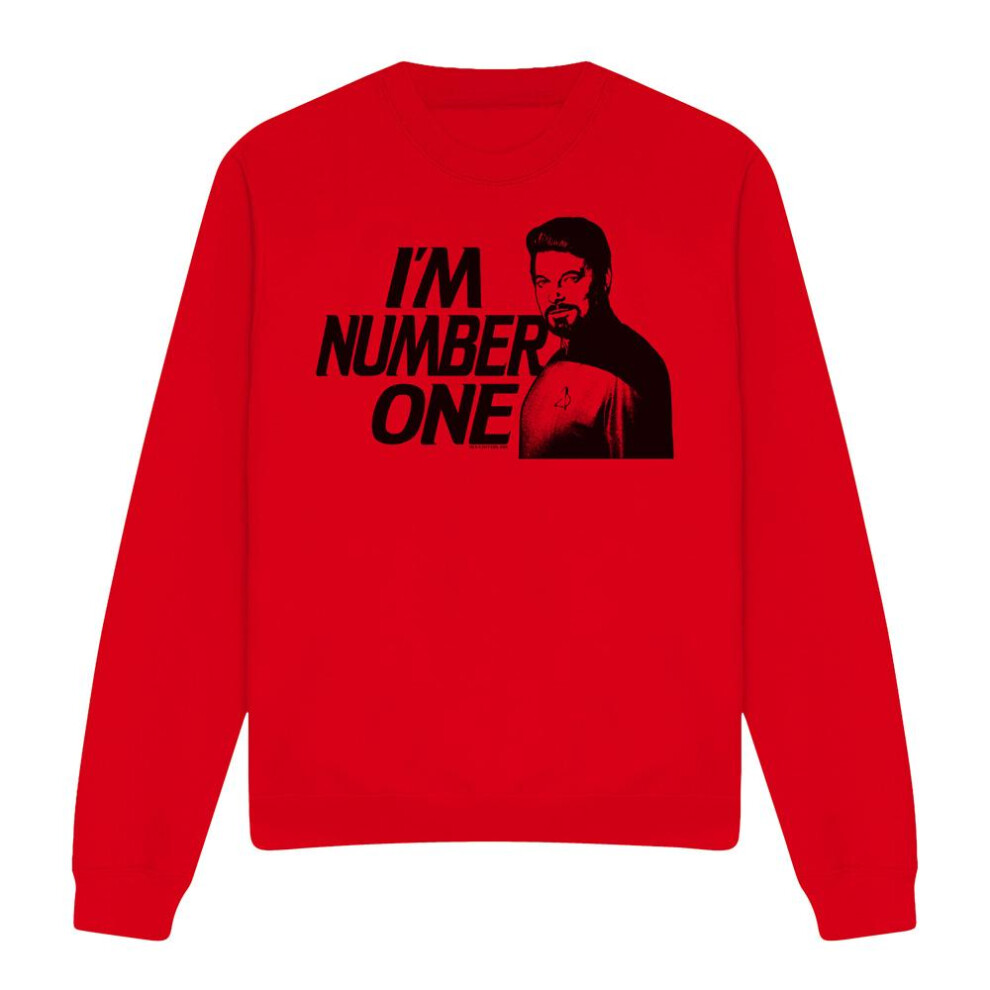 (L, Red) Star Trek Unisex Adult I'm Number One Sweatshirt