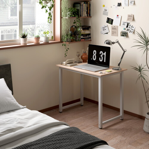 Homcom HOMCOM Modern Computer Desk, Writing Table with Metal Frame, White