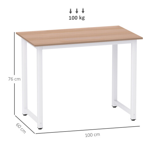 Homcom HOMCOM Modern Computer Desk, Writing Table with Metal Frame, White 2