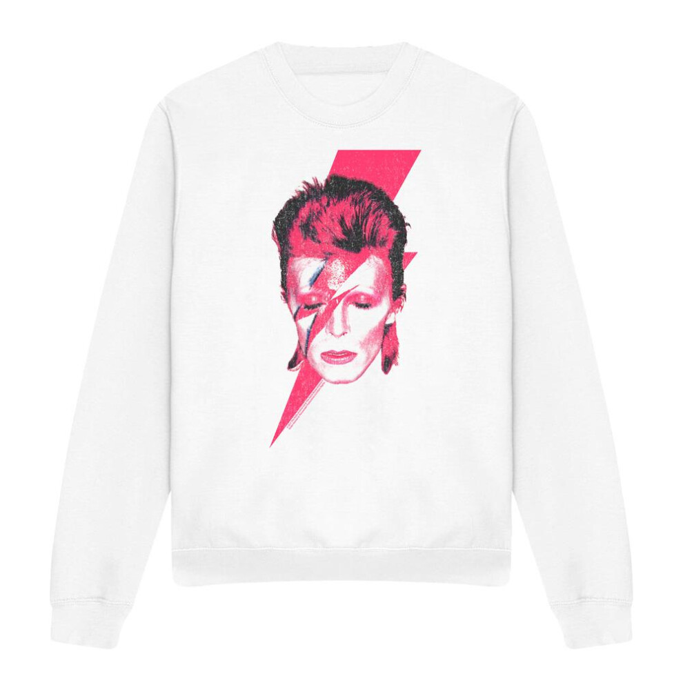 David Bowie Men's White (L, ) Unisex Adult Aladdin Sane Sweatshirt