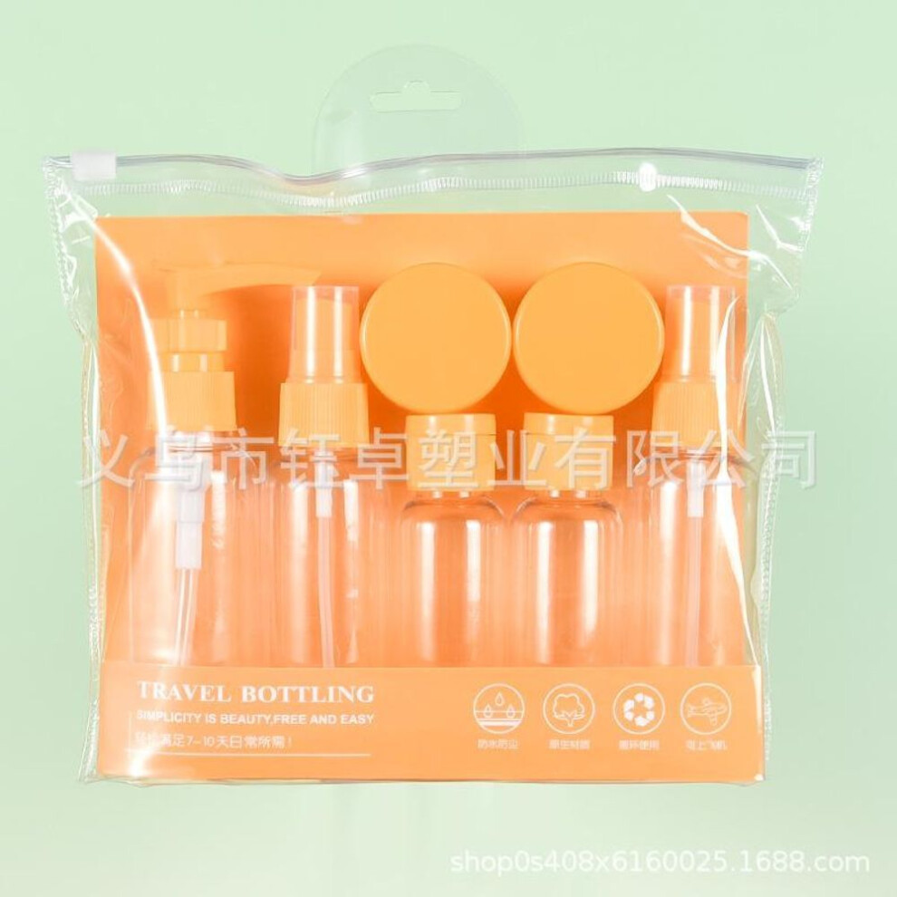 (orange) 7PCS Travel Bottles Travel Multifunctional Dispenser Storage Toiletries Set Pressing Sample Spray Bottle Spray Bottle Portable Press Type Spray Bottle