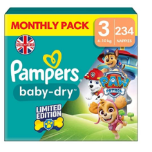 Pampers Baby-Dry Paw Patrol Edition Size 3, 234 Nappies, 6kg-10kg