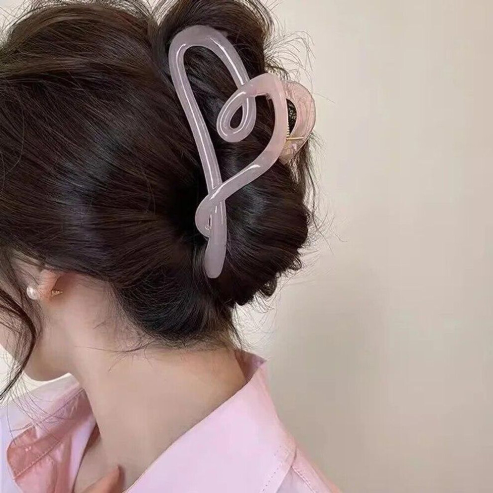 (pink) Fashion Hollow Heart Hair Clips Acetic Acid Brown Heart Hair Claw For Women Girls Uxury  Korean Trendy Summer Hair Accessories Large Shark Grab Clip