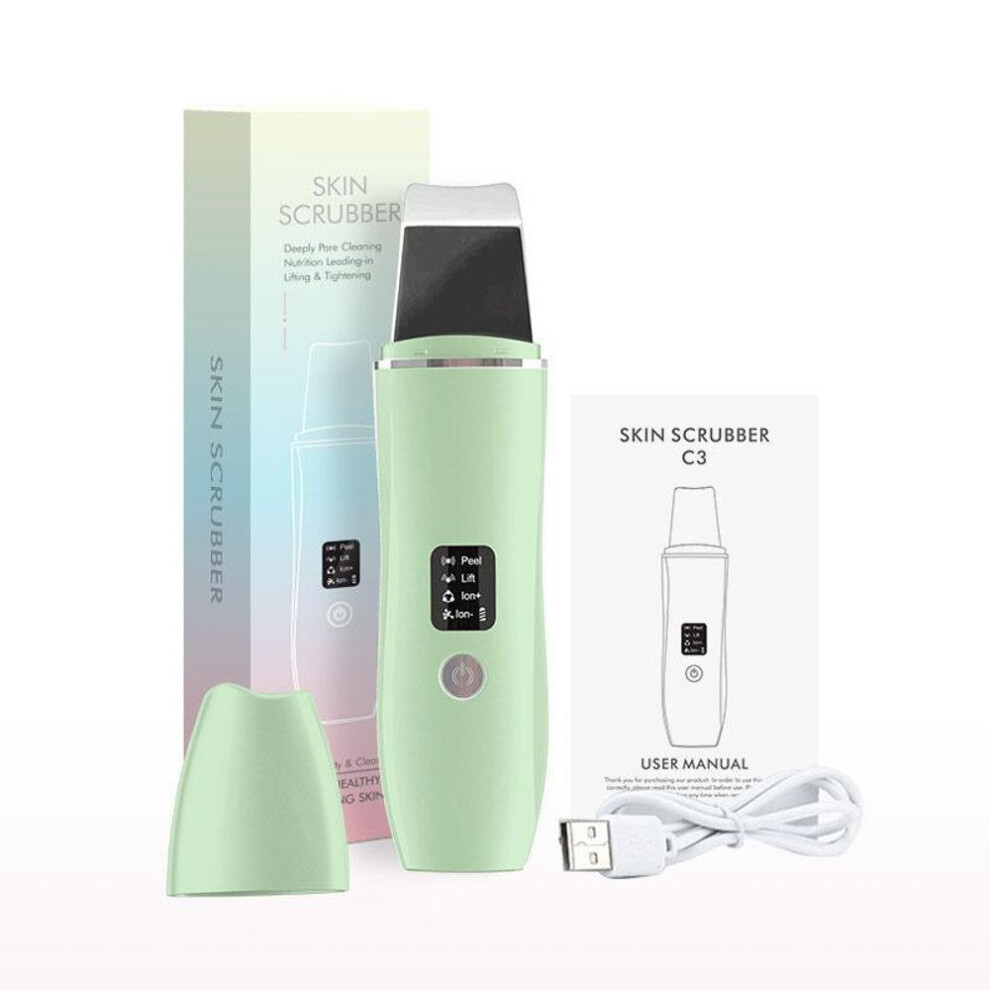 (green) Electric Skin Scrubber Ultrasonic Facial Cleaning Massager Ems Blackhead Remover  Skin Care Tool