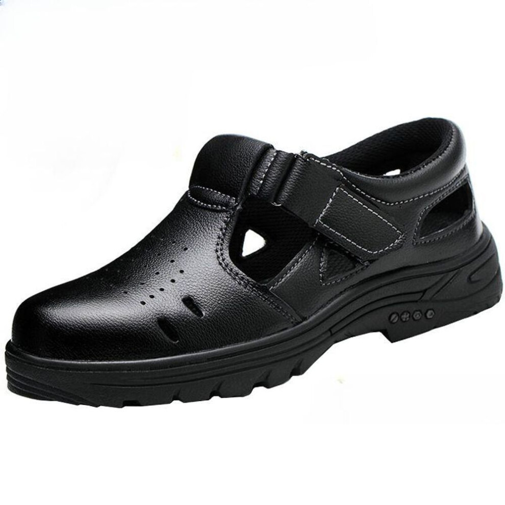 (black, 40) Labor Protection Shoes Men&apos;s Summer Steel Wrap Toe Anti-impact Anti-puncture Anti-odor Breathable Sandals Site Work Shoes Wear-resistant Light