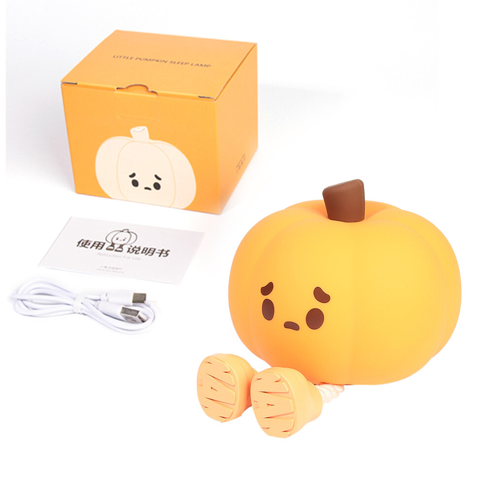 Leuke Dimbare Pompoen Usb Siliconen Nachtlampje Lamp-image