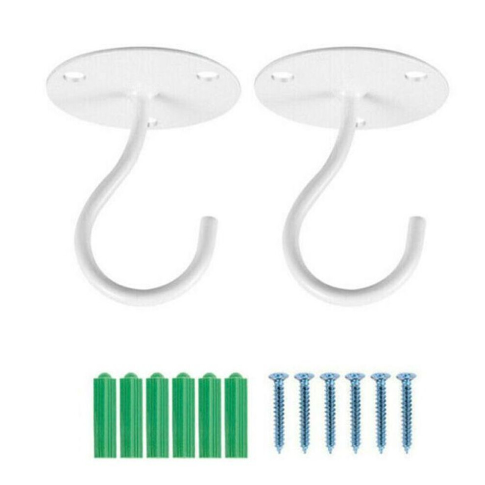 (white, 2Pcs) 2Pcs Metal Hanging Basket Brackets Garden Plant Hanger Hook Wall Decor