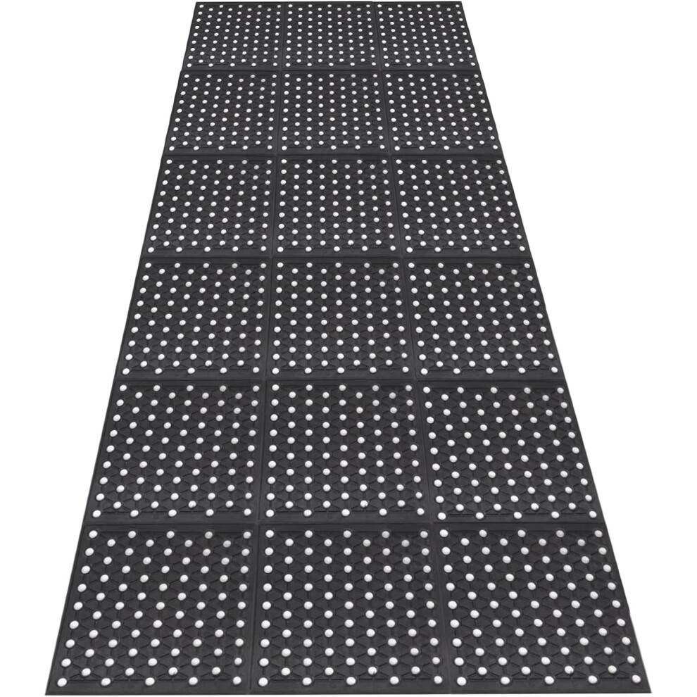 Large Outdoor Entrance Rubber Mats, 90cm x 210cm Rubber Drainage Mat Anti Fatigue Mat Non Slip Doormat with Drainage Hole Heavy duty