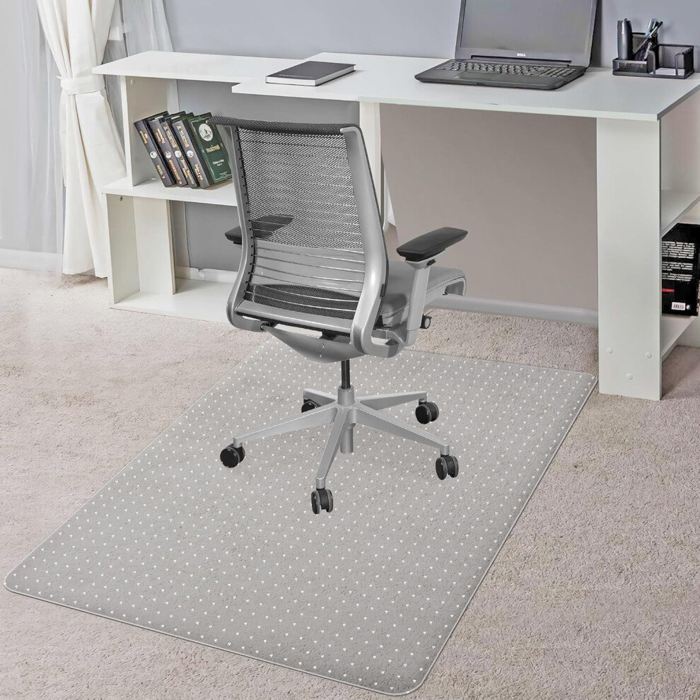 (76.2 x 122 cm) Office Chair Mat for Carpet, 76.2 x 122cm Transparent Plastic Carpet Protector for Low Pile Carpets, 2.2mm Thick Non-Slip