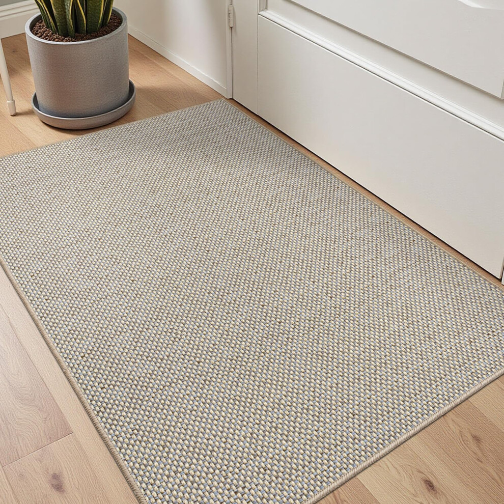 (61 x 92 cm, Beige) Door Matts Indoor 61 x 92 cm, Dirt Trapper Doormats Inside with Non Slip Rubber Backing, Low Profile Absorbent Entrance Mat for Muddy Shoes and Paws