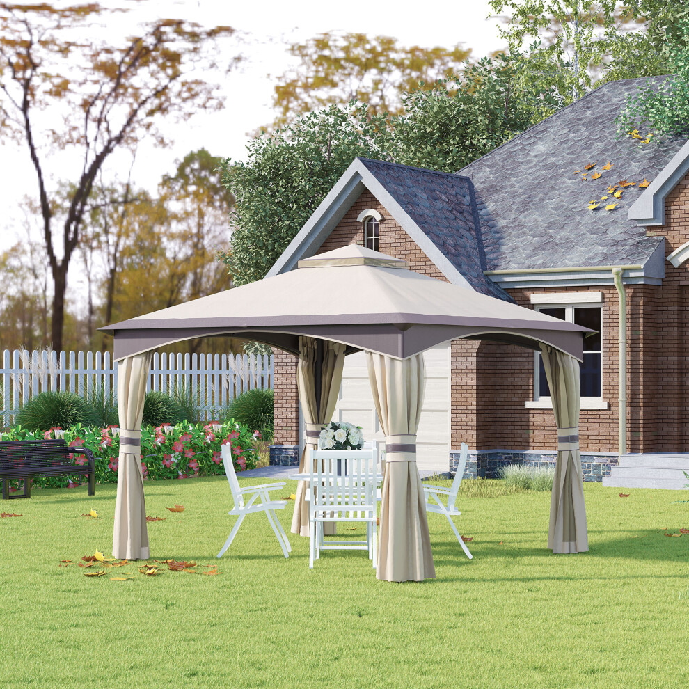 Outsunny 3x3(m) Patio Gazebo with Vented Roof and Mesh Sidewall