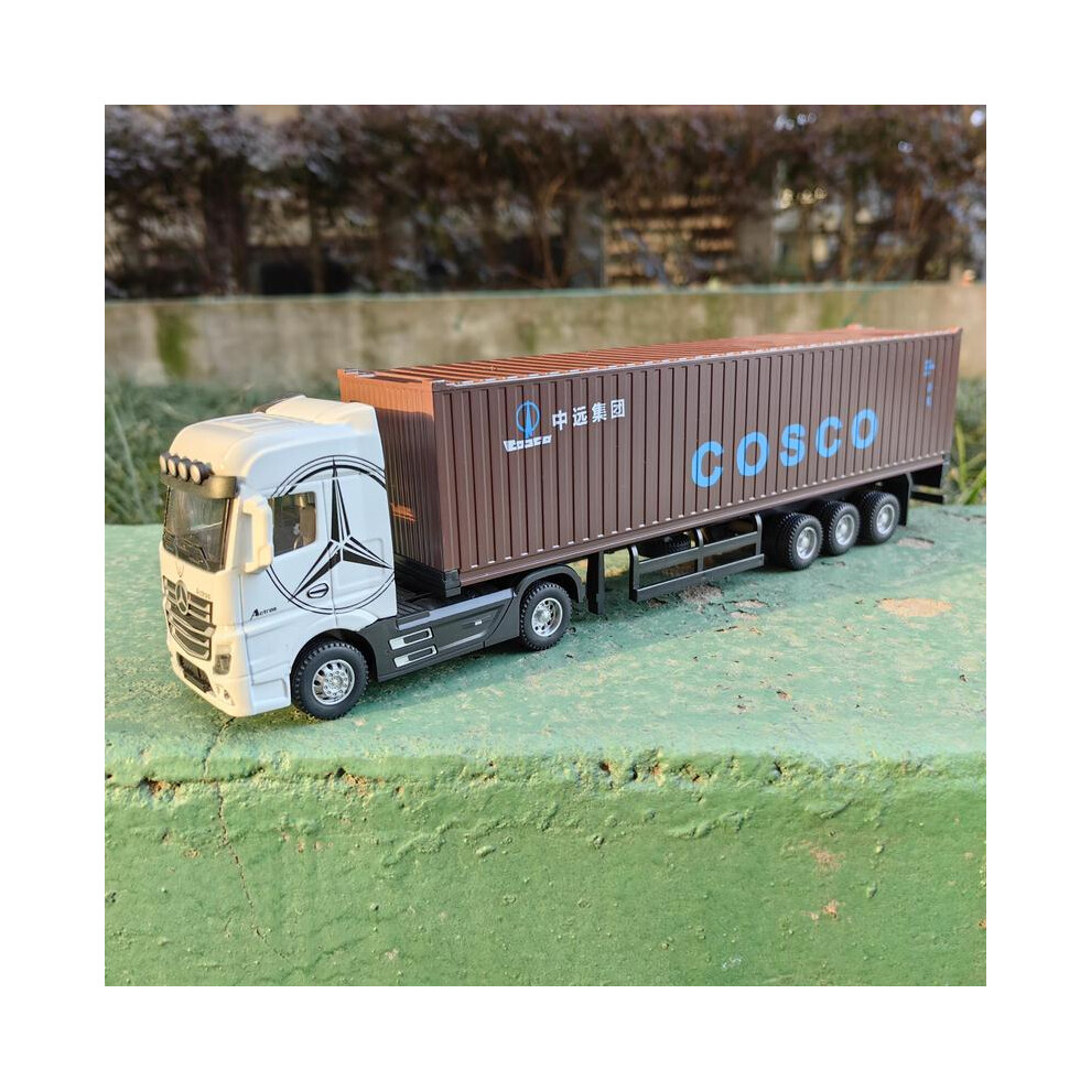 (Container White) 1:50 Large Diecast Alloy Truck Car Model Toys Container Pull Back Sound And Light Transport Vehicles-image-OPC-PG8W8KH-NEW