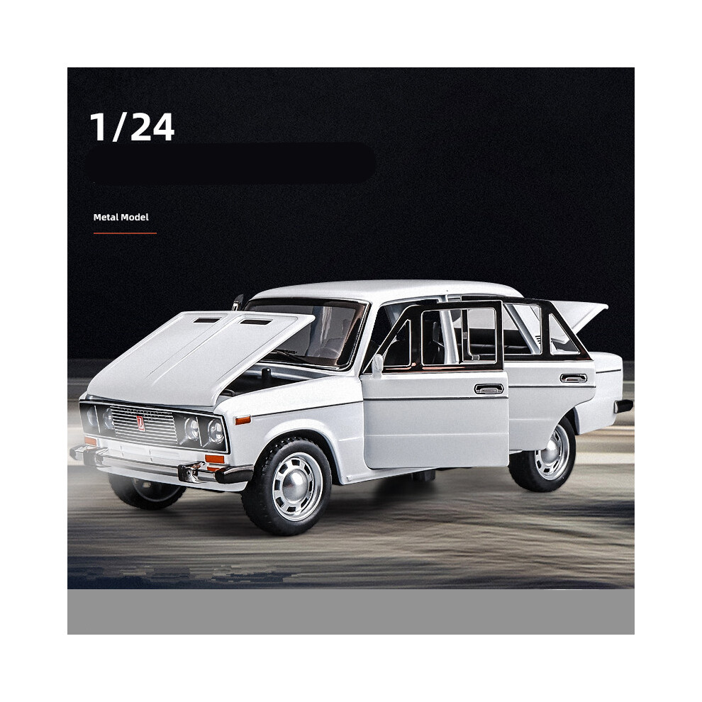 (White) 1/24 Scale LADA Toy Car Model Alloy Diecast 6 Doors Opened Pull Back Sound Light Scale Model Car Toys-image-OPC-PG8W8PV-NEW