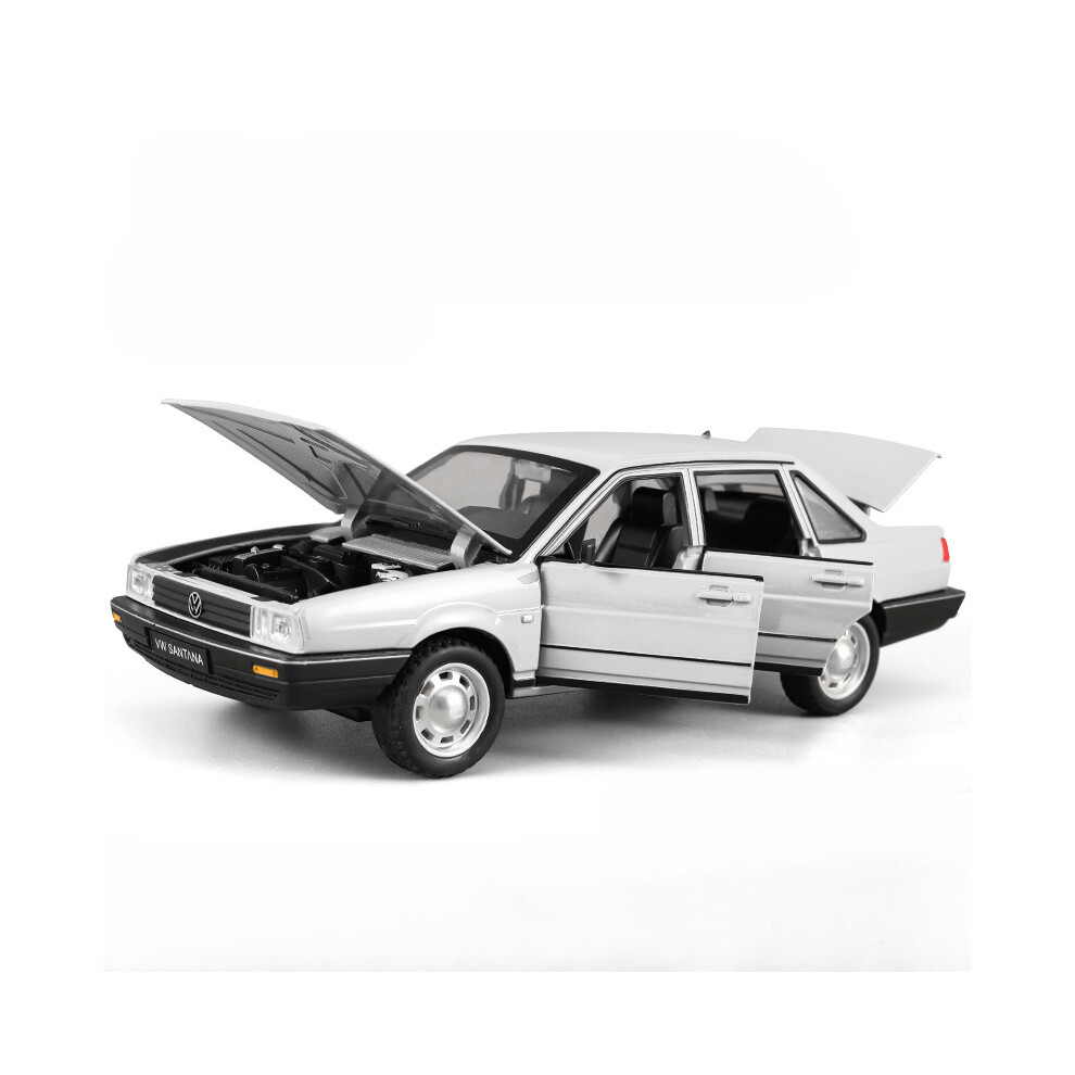 (White) 1/24 Alloy Diecast Santana Car Model Toy High Simulation Vehicle with Sound Light Pull Back Collection-image-OPC-PG8W8QN-NEW