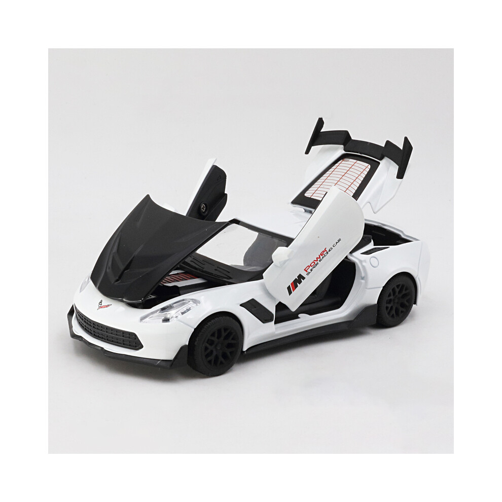 Maxpower (White) 1:32 Corvette Zr1 Supercar Toy Car Model Car Diecast Simulation Metal Alloy Vehicles Miniature Scale White