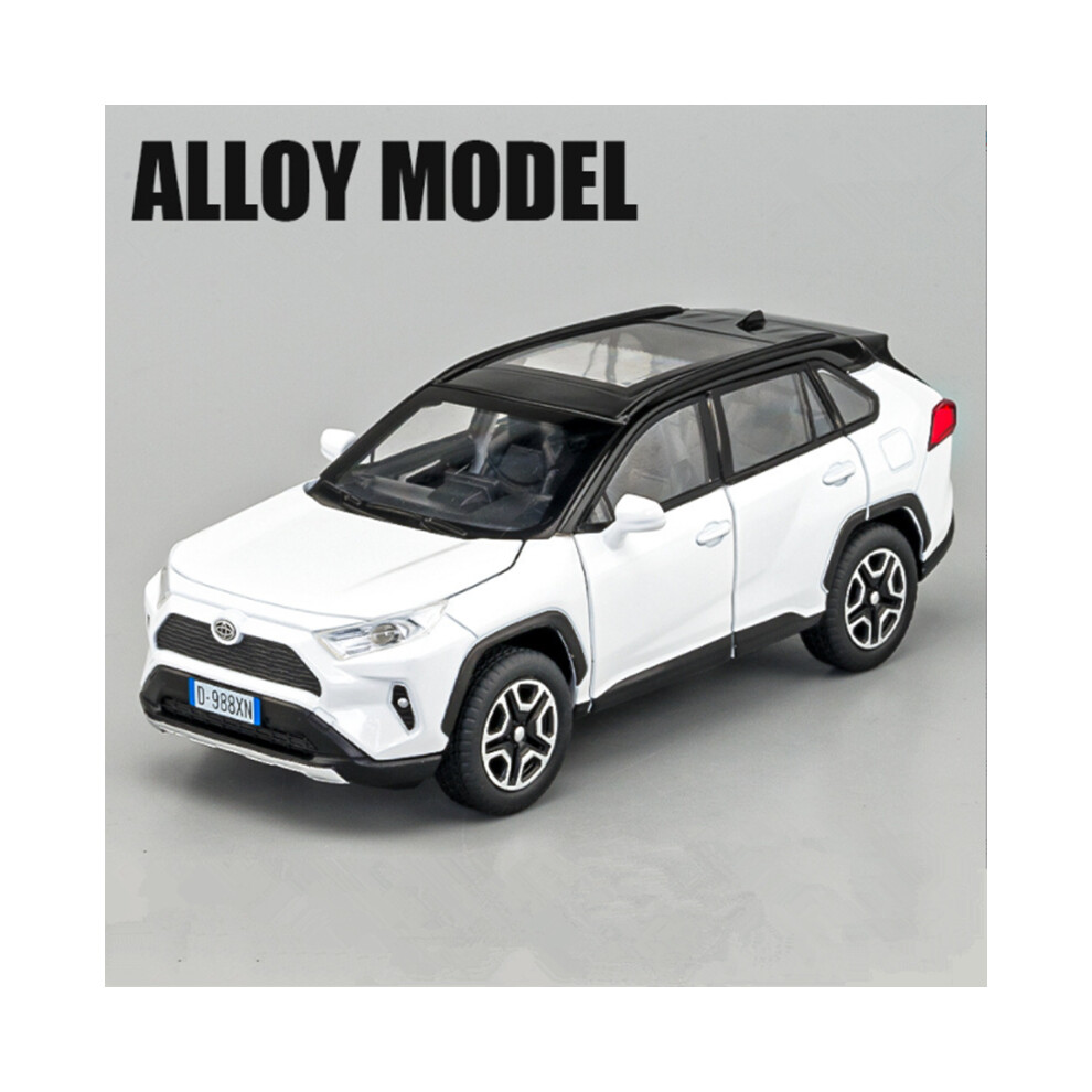 (White) 1:32 RAV4 SUV Alloy Car Model Diecast Metal Toy Vehicles Car Model High Simulation Sound and Light Collection-image-OPC-PG8W9DH-NEW