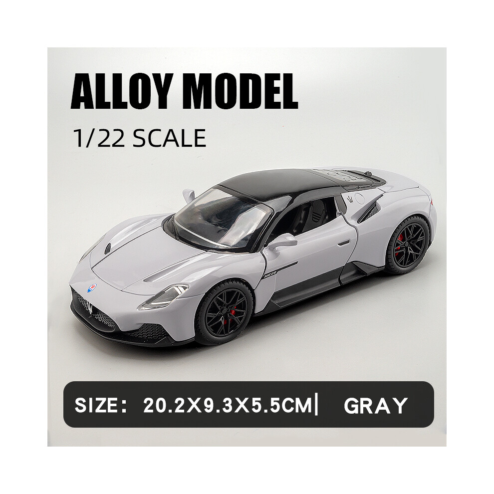 (Gray) Large 1/22 Maserati MC20 Sport Car Alloy Model Car Diecast Metal Scale Collection Vehicle Model Sound-image-OPC-PG8W9DJ-NEW