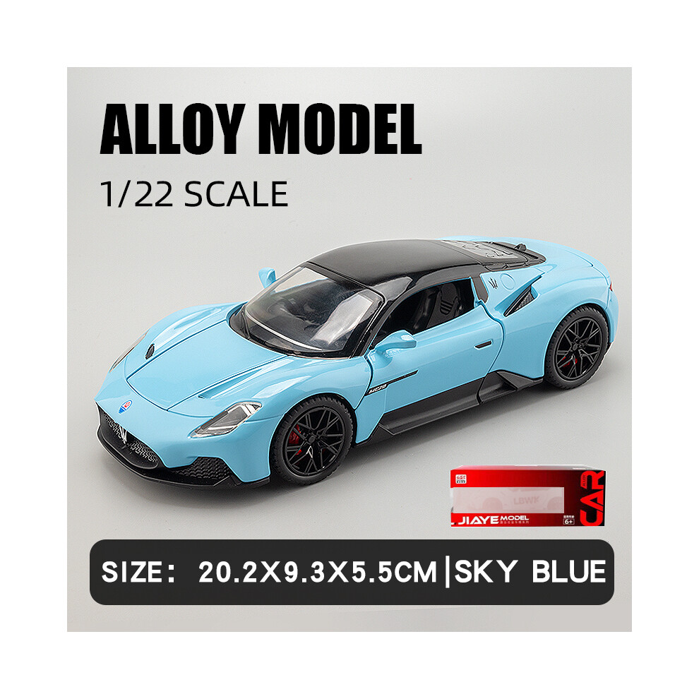 Maxpower (Sky Blue Box) Large 1/22 Maserati Mc20 Sport Car Alloy Model Car Diecast Metal Scale Collection Vehicle Model Sound